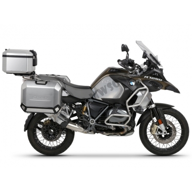 Complete set of aluminum cases SHAD TERRA, 37L topcase + 36L / 47L side cases, including STIPRINĀJUMSing kit and plate SHAD BMW R 1200 GS/ R 1200 GS Adventure/ R 1250 GS/ R 1250 GS Adventure