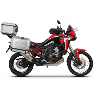 Complete set of aluminum cases SHAD TERRA, 48L topcase + 36L / 47L side cases, including STIPRINĀJUMSing kit and plate SHAD HONDA CRF 1100 Africa Twin