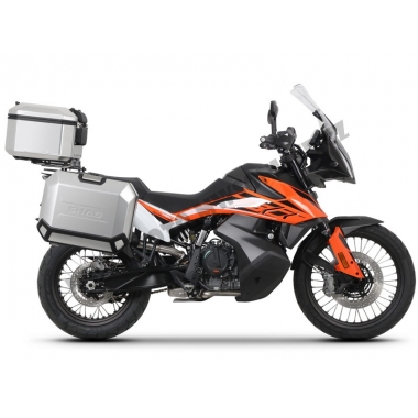Complete set of aluminum cases SHAD TERRA, 48L topcase + 36L / 47L side cases, including mounting kit and plate SHAD KTM Adventure 790 (R)