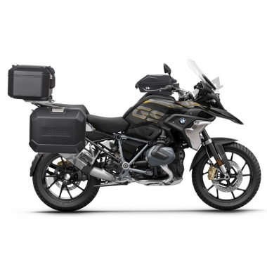 Complete set of black aluminum cases SHAD TERRA, 37L topcase + 36L / 47L side cases, including mounting kit and plate SHAD BMW R 1200 GS/ R 1200 GS Adventure/ R 1250 GS/ R 1250 GS Adventure