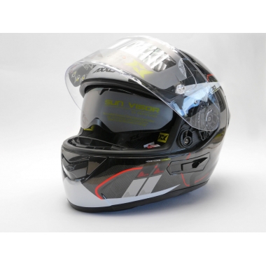 FULL FACE helmet AXXIS RACER GP CARBON SV spike a0 gloss pearl white, XL dydžio