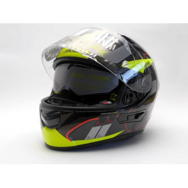 FULL FACE helmet AXXIS RACER GP CARBON SV spike a3 gloss fluor yellow, L dydžio