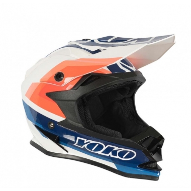 MX helmet YOKO SCRAMBLE white / blue / fire, XL dydžio