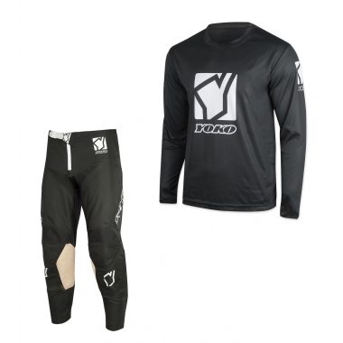 Set of MX pants and MX jersey YOKO SCRAMBLE black; black/white 28 (S)