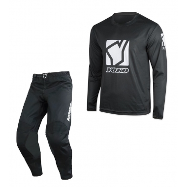 Set of MX pants and MX jersey YOKO TRE+SCRAMBLER black; black/white 28 (S)
