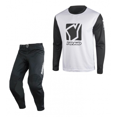 Set of MX pants and MX jersey YOKO TRE+SCRAMBLER black; white/black 36 (XL)