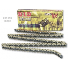 VX series X-Ring chain D.I.D Chain 525VX, 124 narelių ilgio, auksas-MELNĀ KRĀSĀ