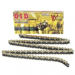 VX series X-Ring chain D.I.D Chain 530VX, 122 narelių ilgio, auksas-MELNĀ KRĀSĀ
