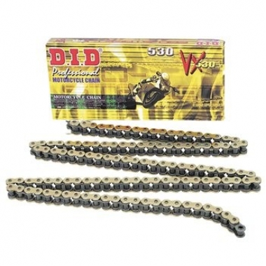 VX series X-Ring chain D.I.D Chain 530VX, 122 narelių ilgio, auksas-MELNĀ KRĀSĀ