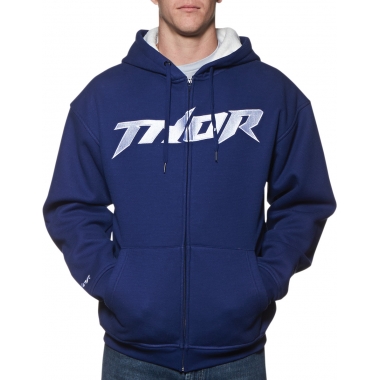 THOR PINNED WAFFLE NAVY/WHITE ZIP-UP PULLOVER